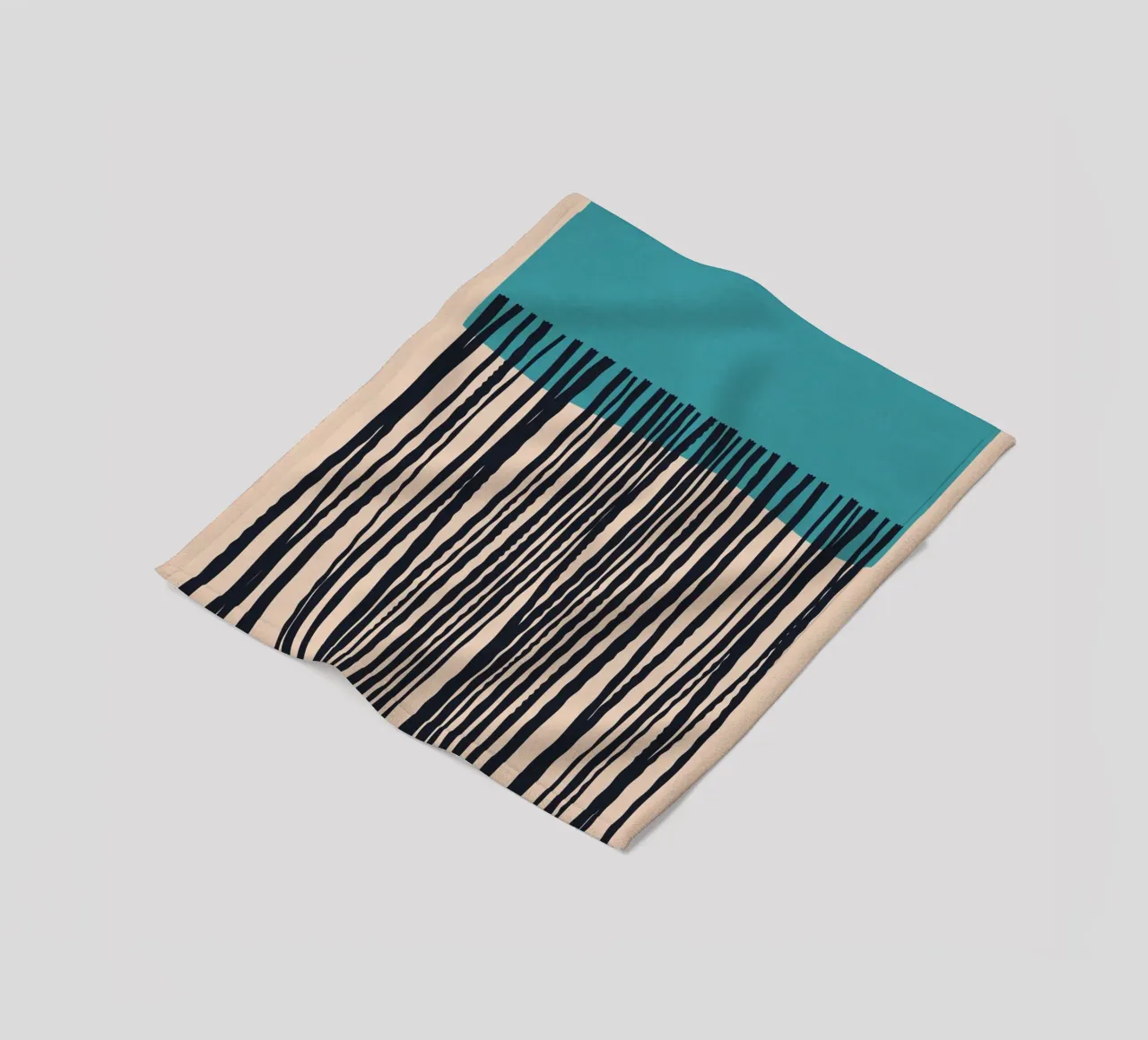 Modern turquoise and black line pattern design fleece blanket by Whole©