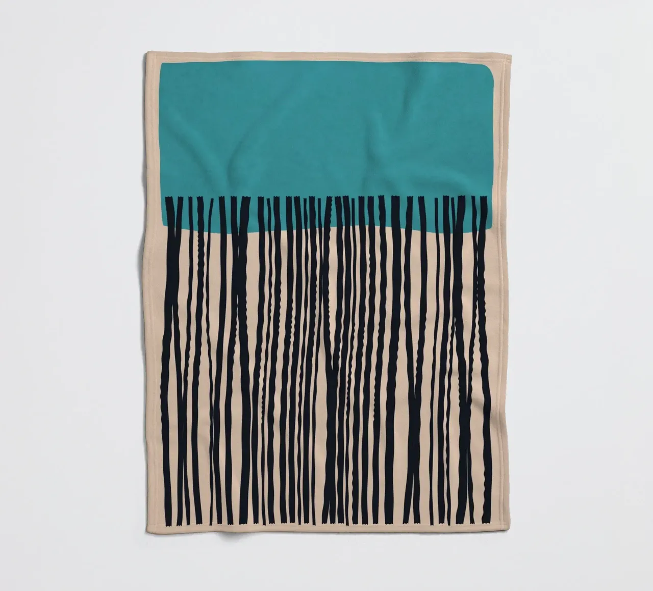 Modern turquoise and black line pattern design fleece blanket by Whole©