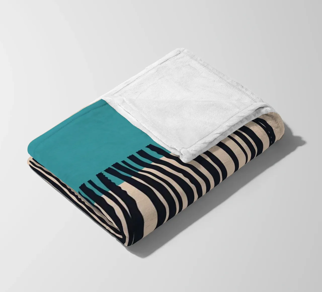 Modern turquoise and black line pattern design fleece blanket by Whole©