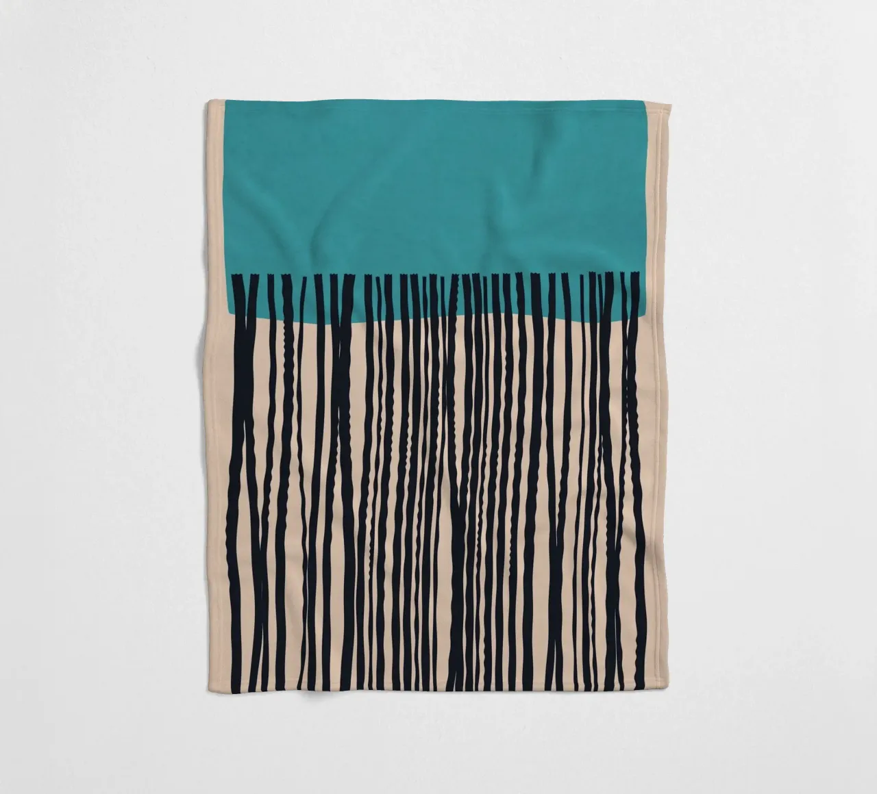 Modern turquoise and black line pattern design fleece blanket by Whole©