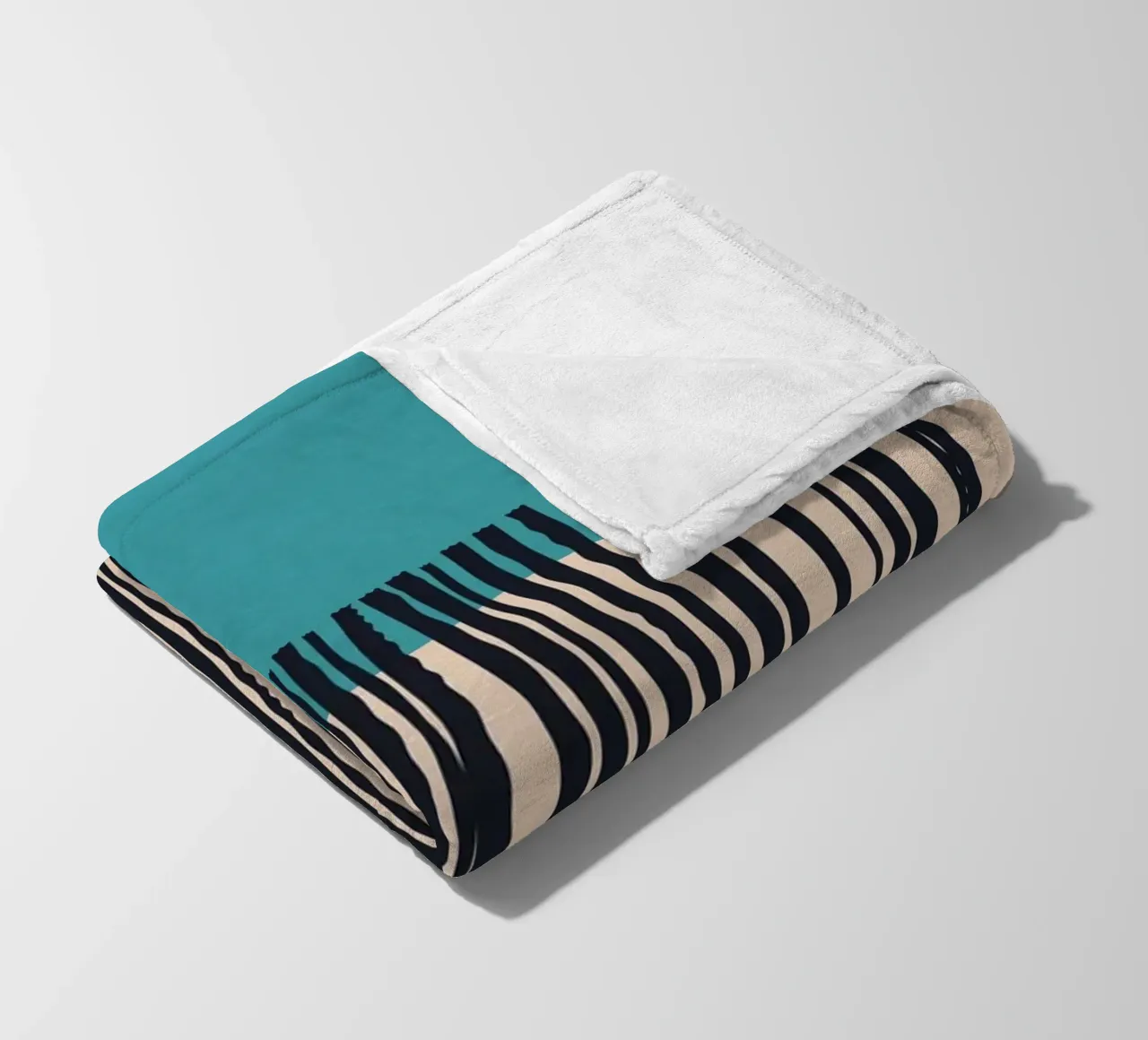 Modern turquoise and black line pattern design fleece blanket by Whole©