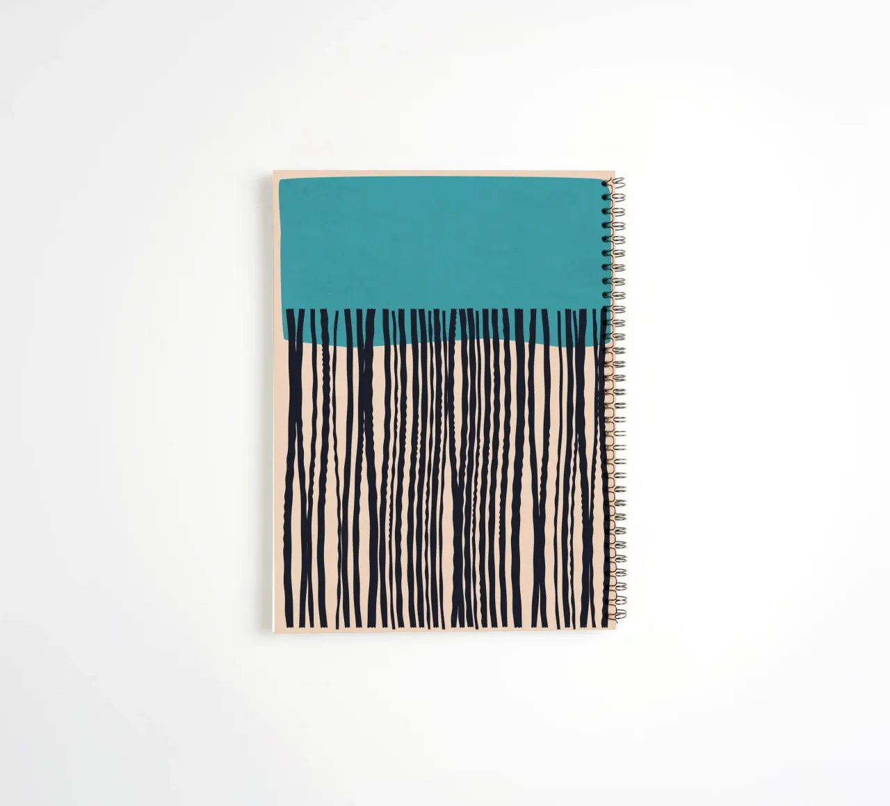 Modern turquoise and black line pattern design spiral notebook by Whole©
