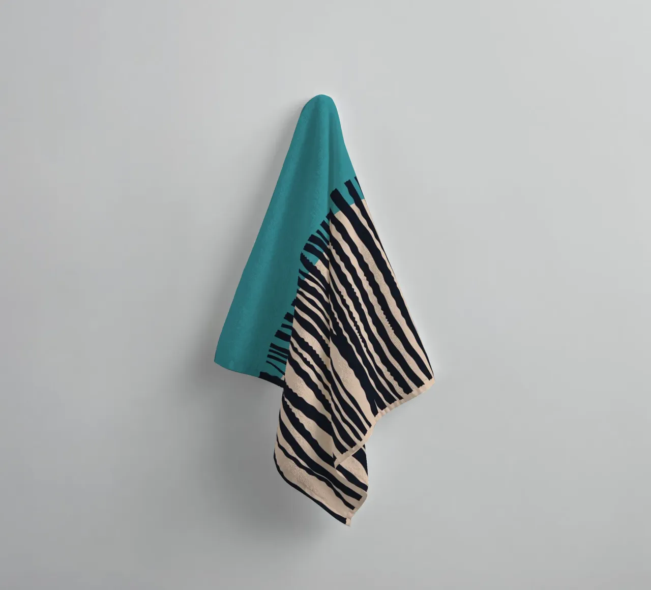 Modern turquoise and black line pattern design towel by Whole©