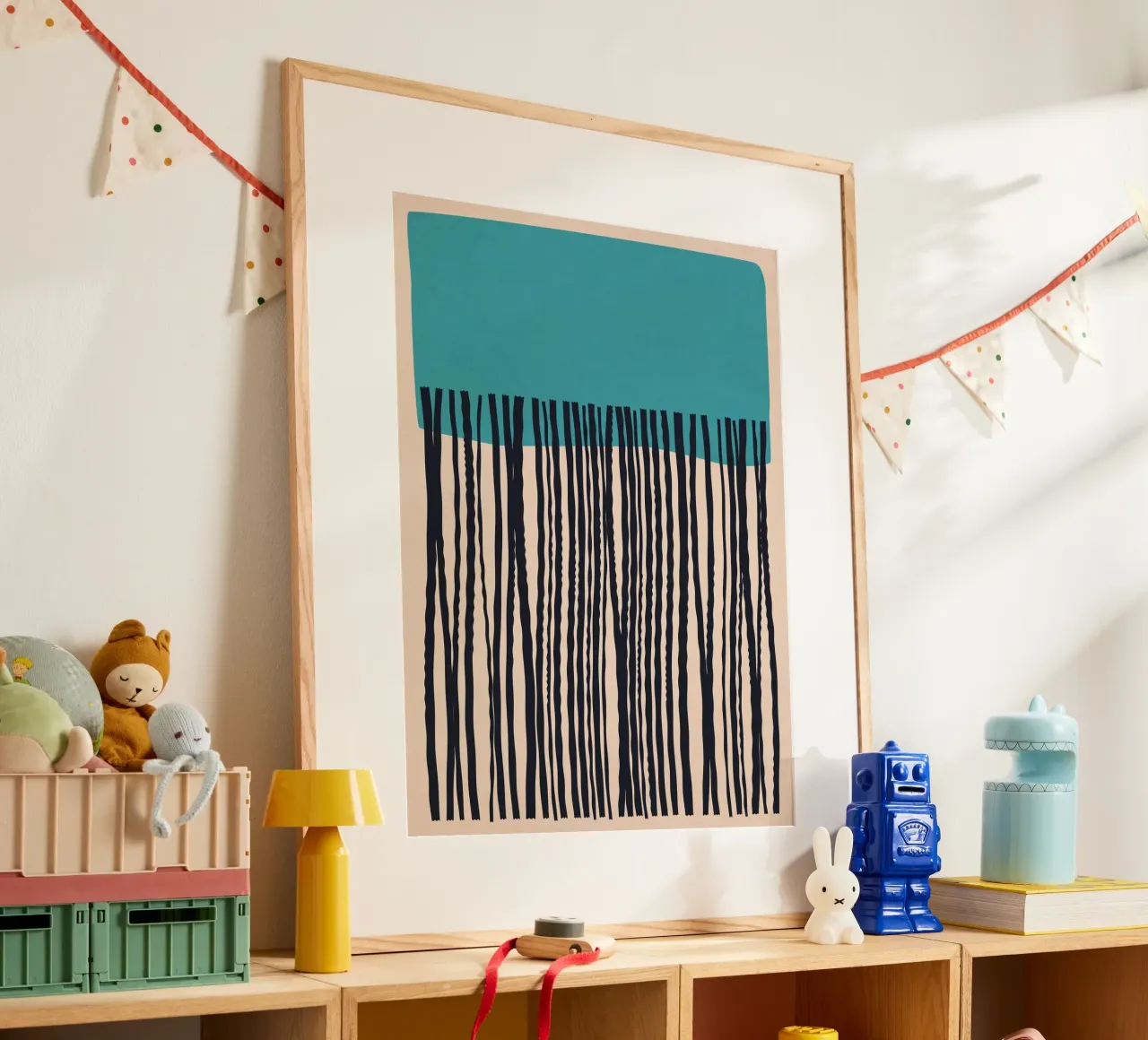 Modern turquoise and black line pattern design hahnemühle by Whole©