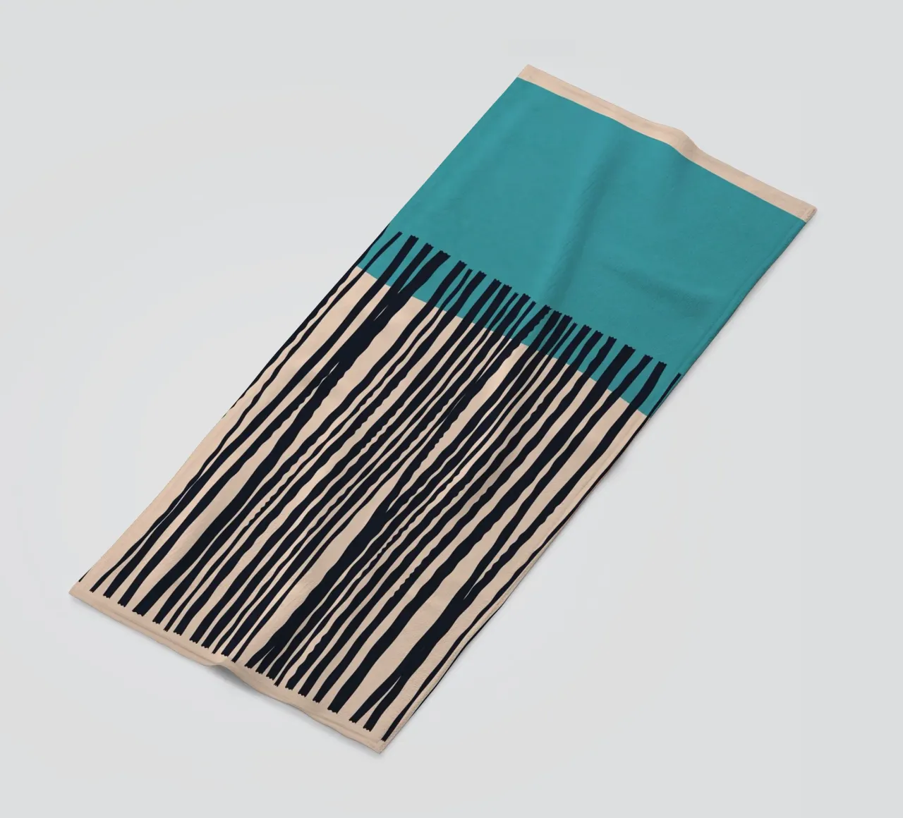Modern turquoise and black line pattern design beach towel by Whole©