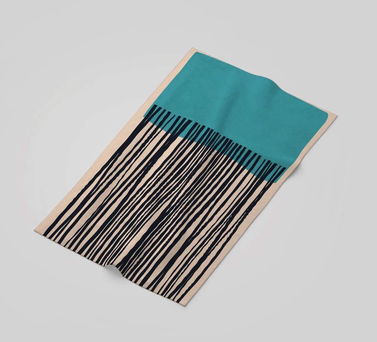 Modern turquoise and black line pattern design beach towel by Whole©
