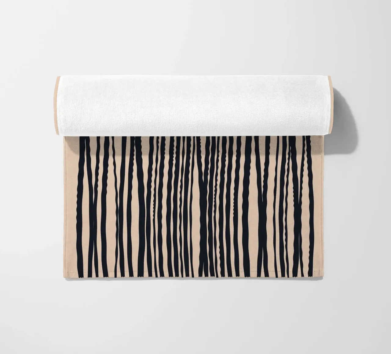 Modern turquoise and black line pattern design beach towel by Whole©