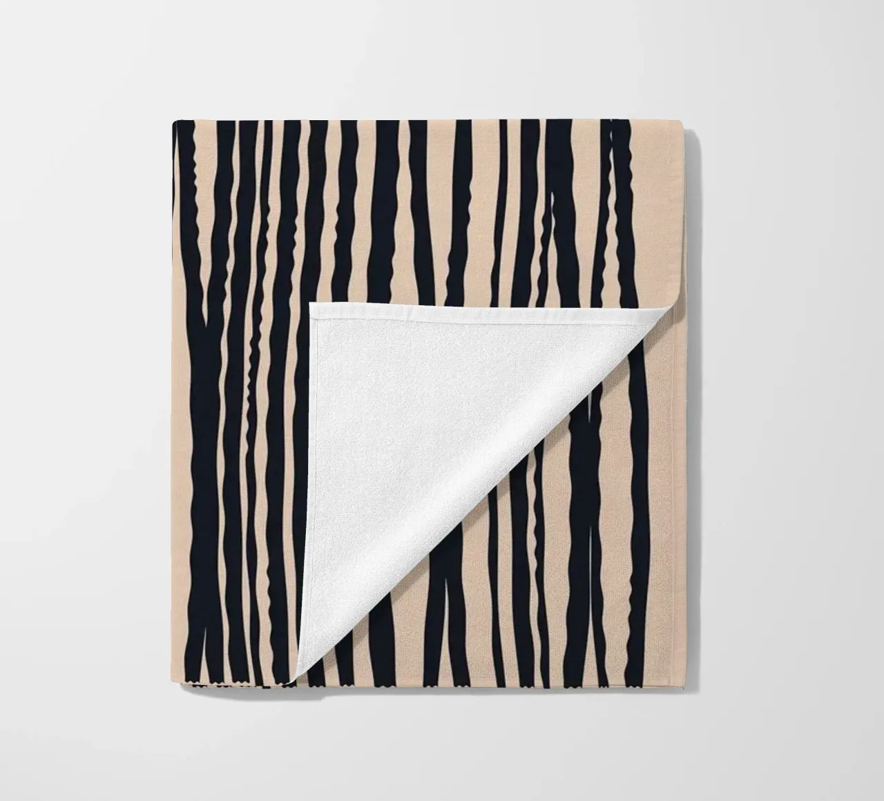 Modern turquoise and black line pattern design beach towel by Whole©