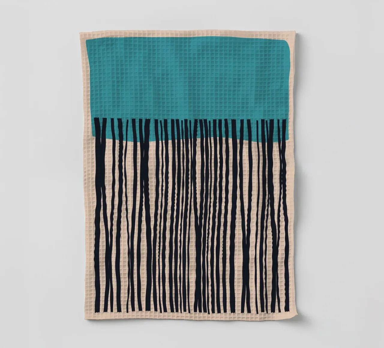 Modern turquoise and black line pattern design tea towel by Whole©
