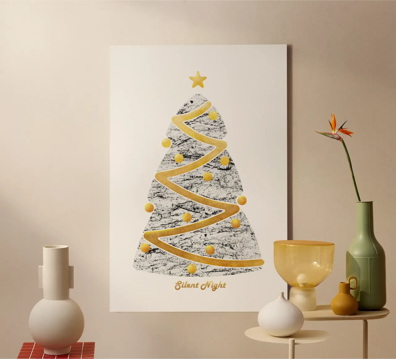 Albero di Natale II tela con Cornice a cassetta da amini54