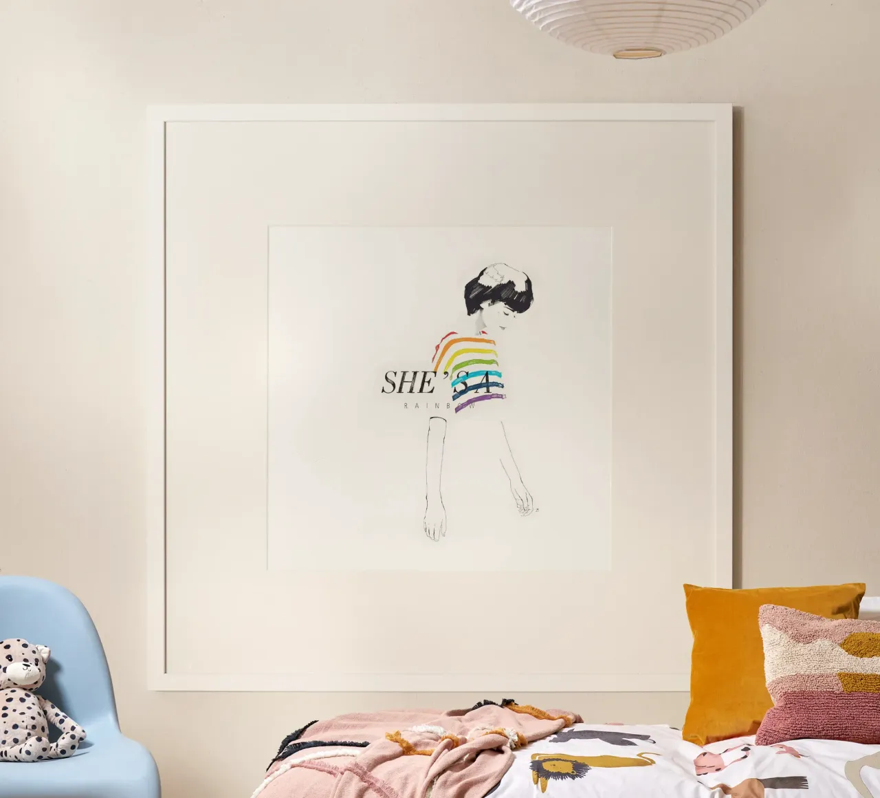She's A Rainbow poster con telaio in plastica da Manuel Rebollo