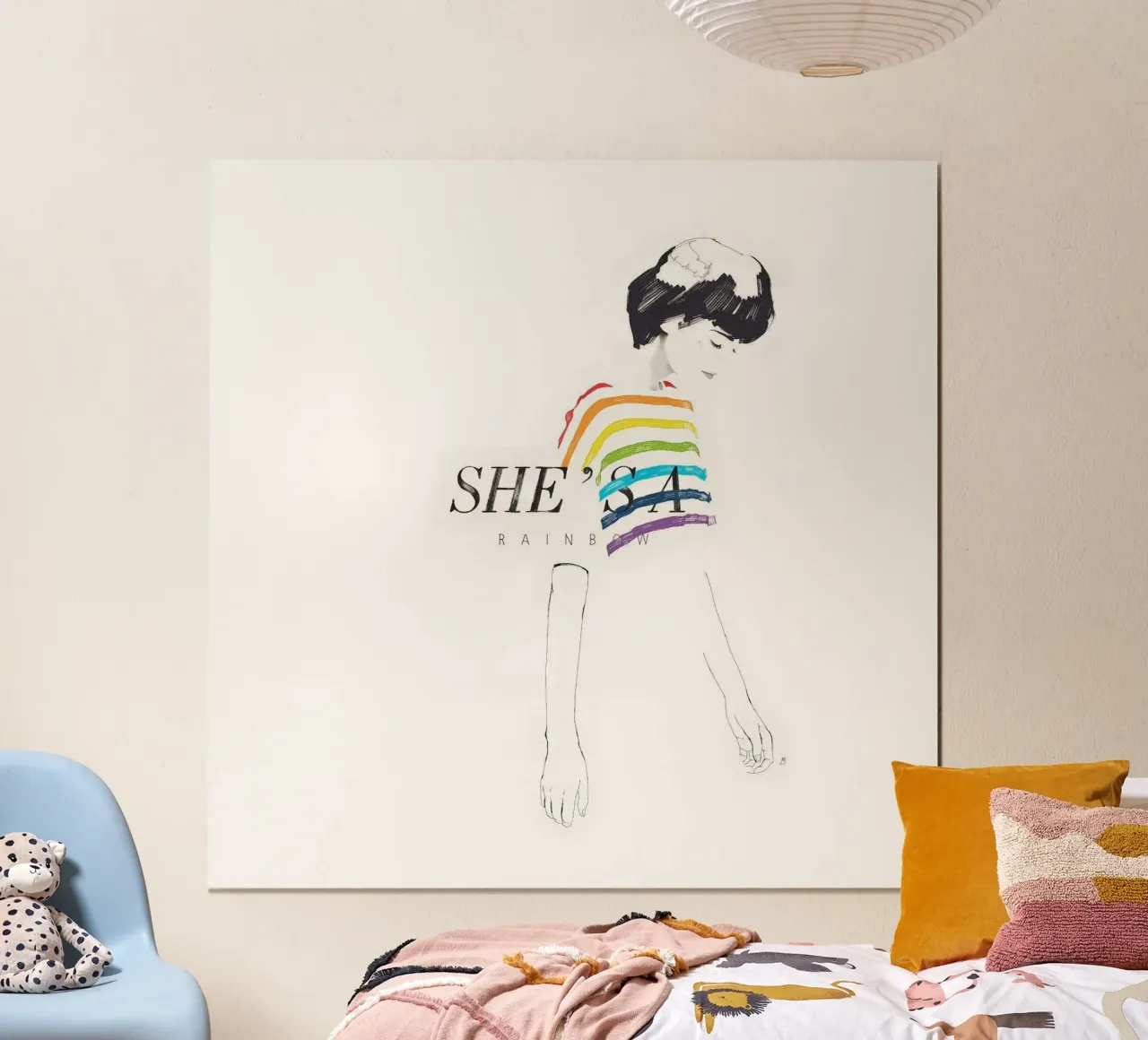 She's A Rainbow poster con telaio in plastica da Manuel Rebollo