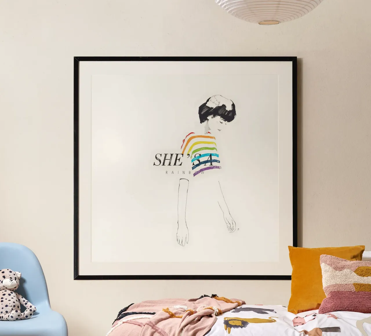 She's A Rainbow poster con telaio in plastica da Manuel Rebollo