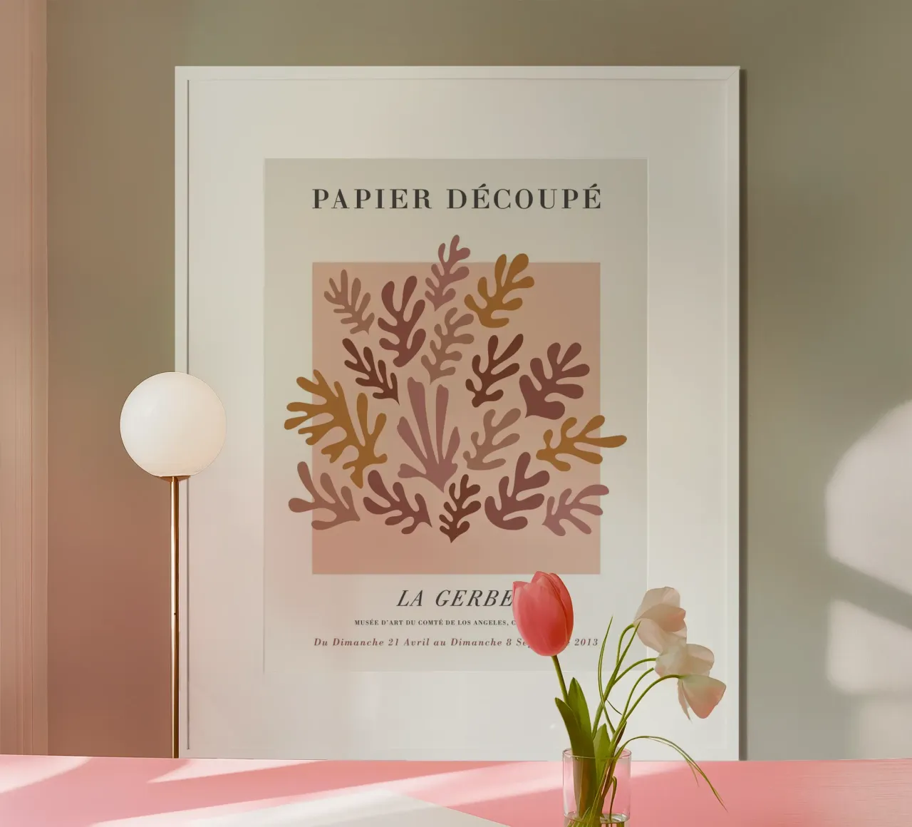 Papier Découpé - Floral abstraction in soft tones poster with wooden frame by Whole©