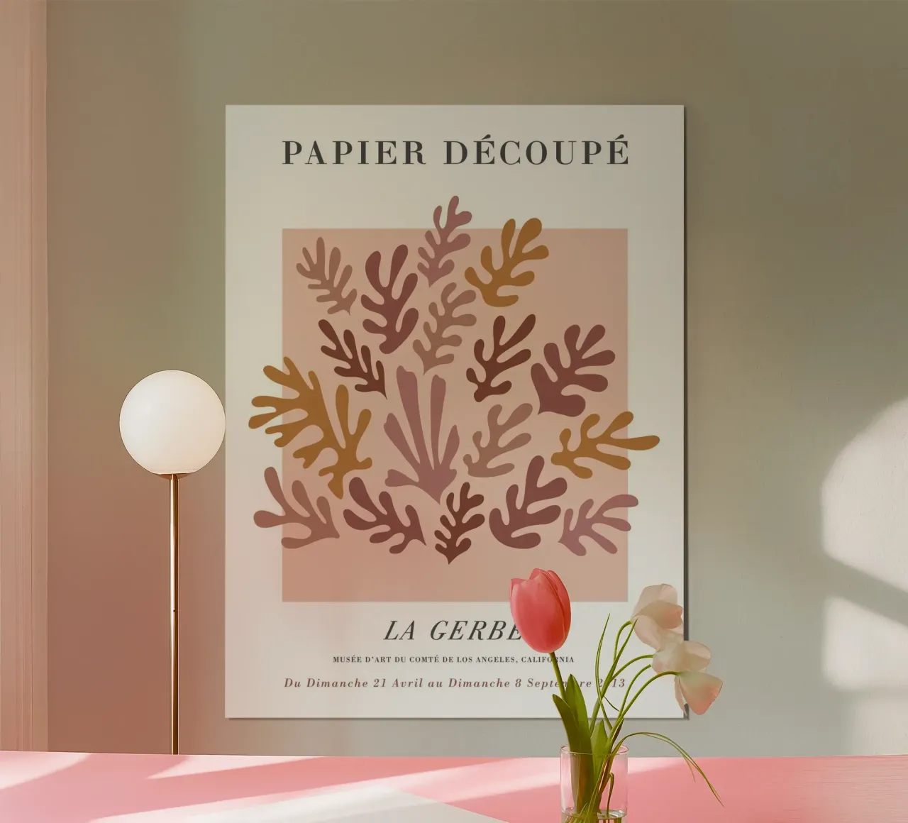Papier Découpé - Floral abstraction in soft tones poster with wooden frame by Whole©