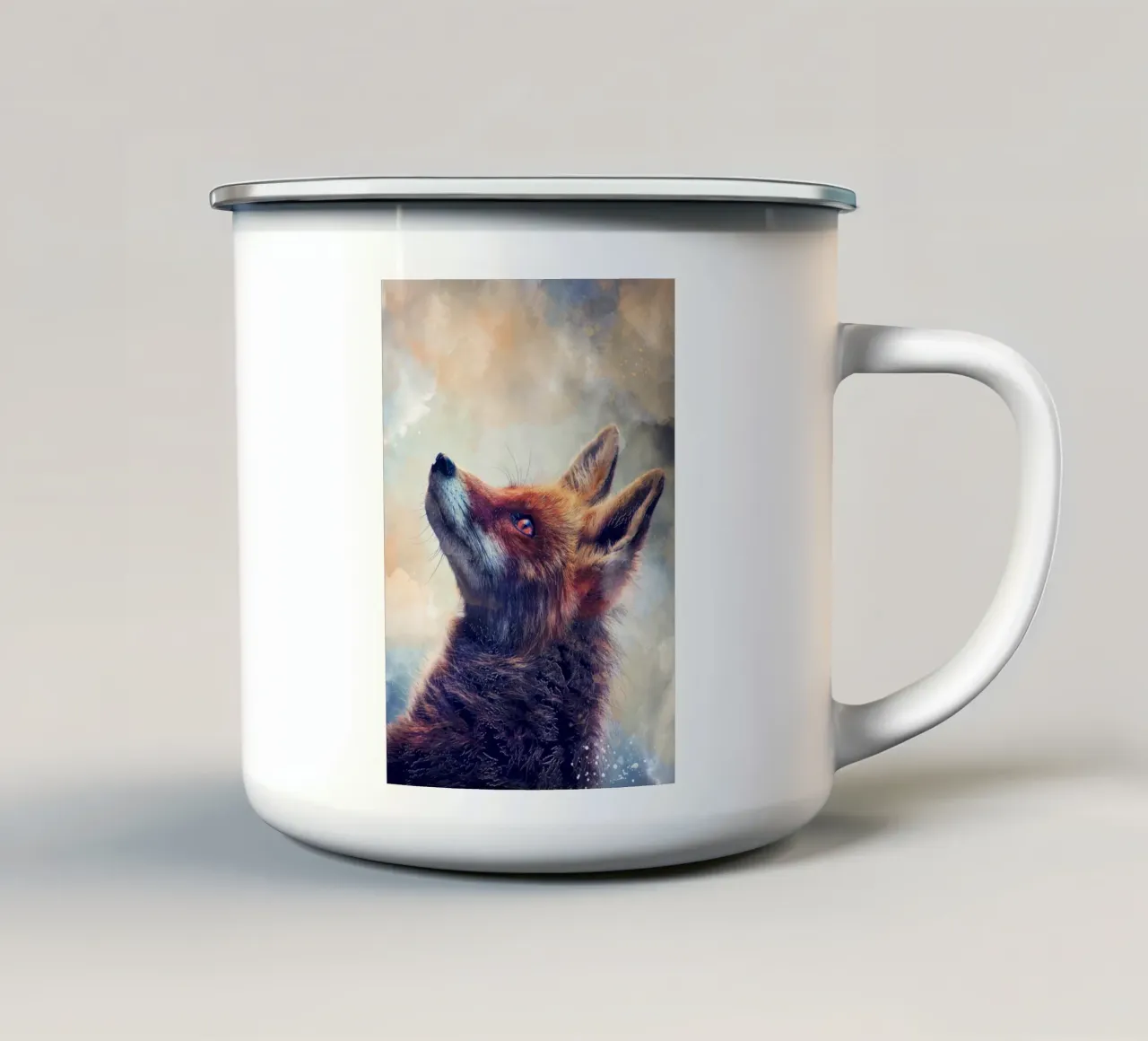 Incredibile arte animale della volpe tazza in smalto da Justyna Jaszke JBJart