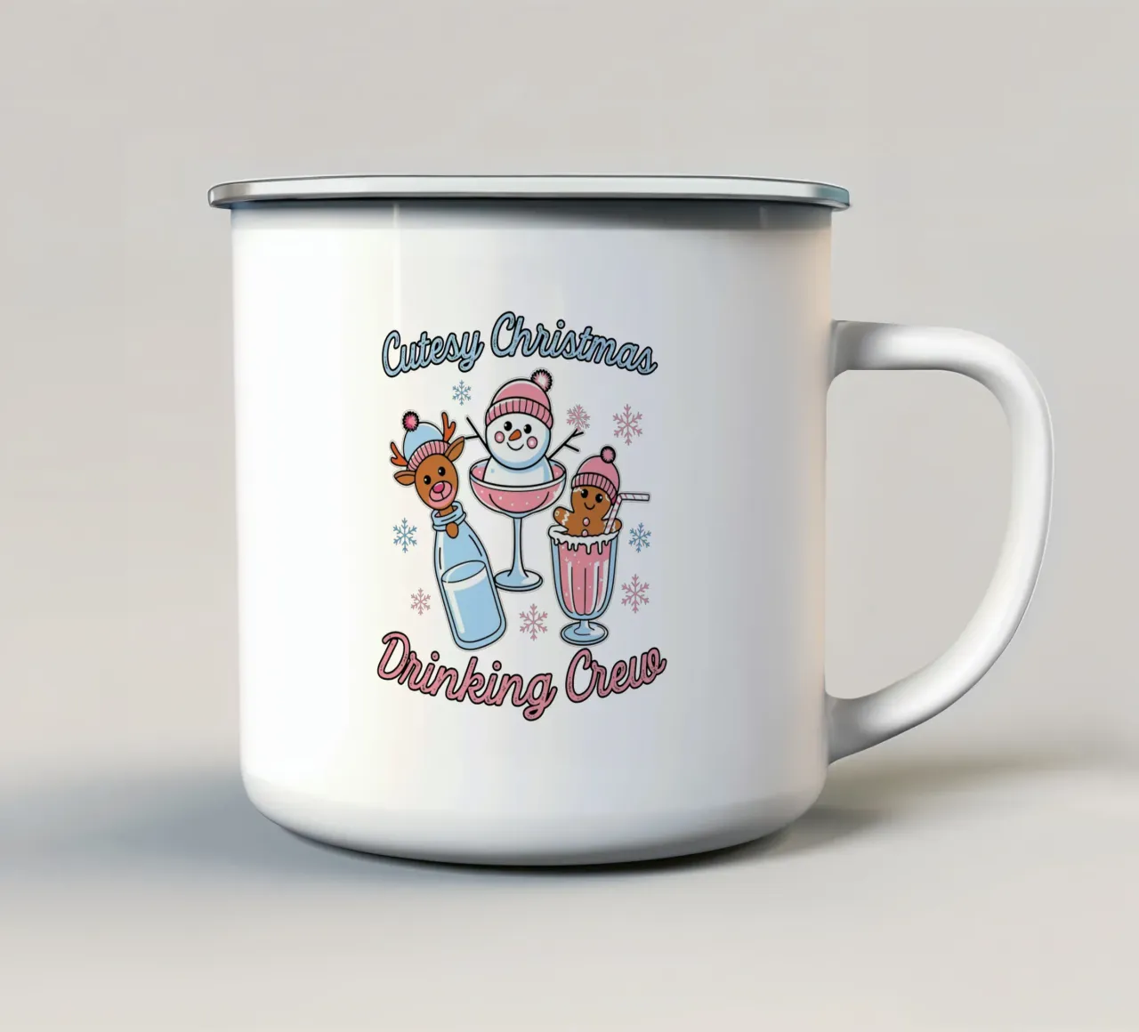 Cutesy Christmas Drinking Crew tazza in smalto da edsonramosart