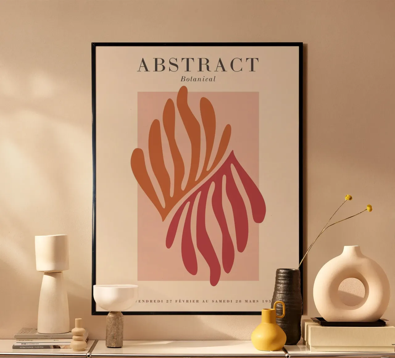 Botanical abstraction - Stylish colours and shapes poster with aluminum frame by Whole©