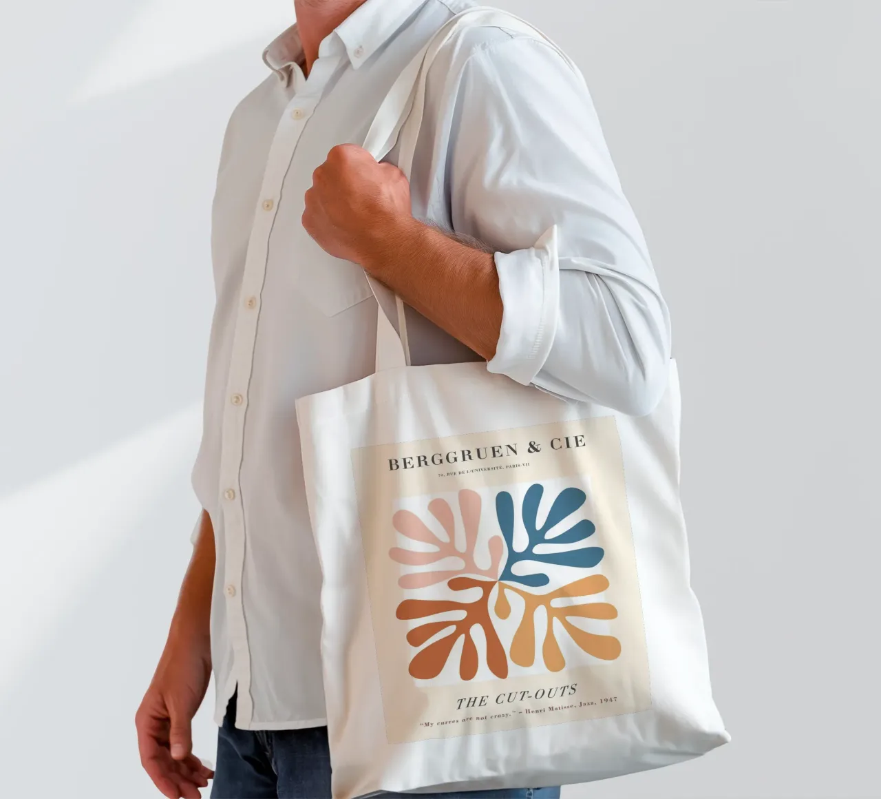 The Cut-Outs - Abstract, botanisch geïnspireerd ontwerp jute draagtas van Whole©