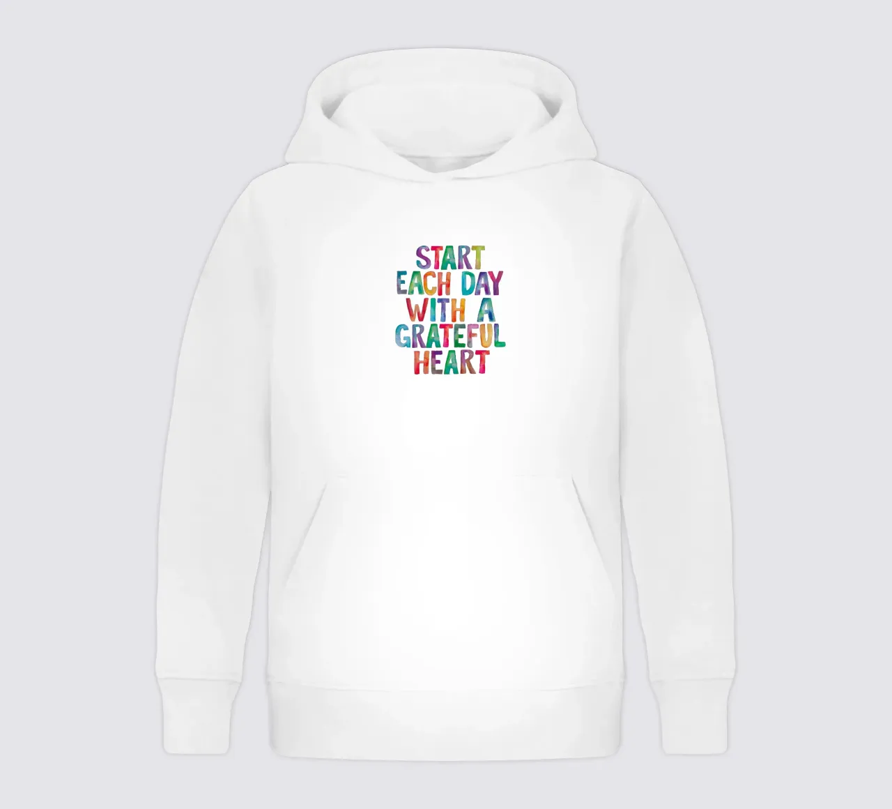 Start Each Day With a Grateful Heart Regenbogen Typografie kids hoodie by THE MOTIVATED TYPE