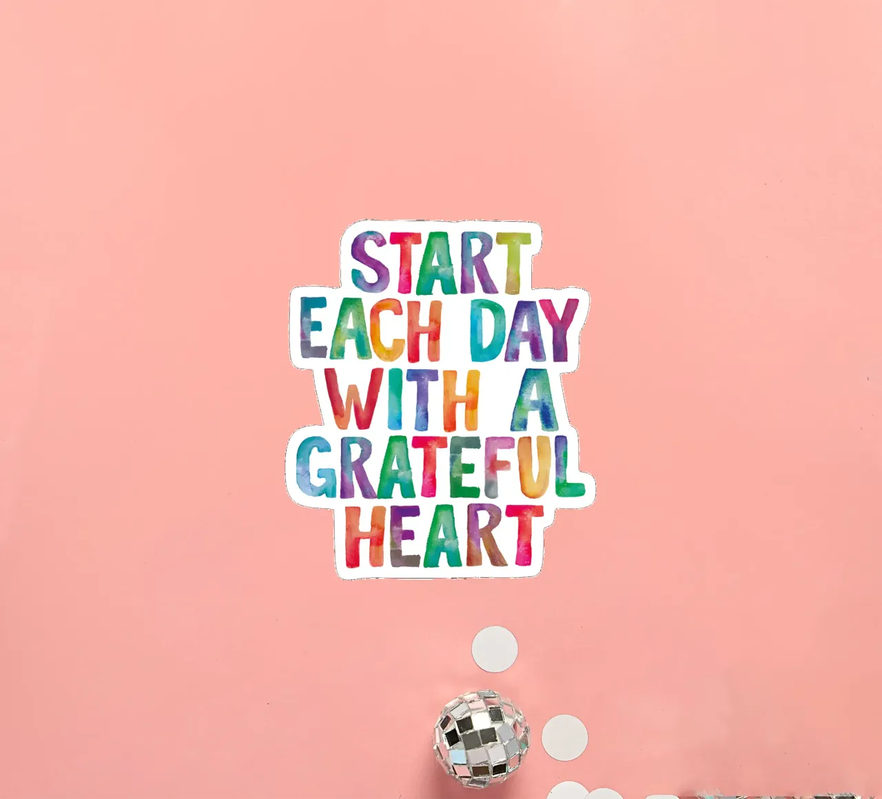 Start Each Day With a Grateful Heart Regenbogen Typografie sticker by THE MOTIVATED TYPE