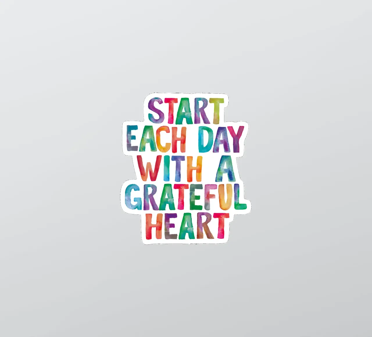 Start Each Day With a Grateful Heart Regenbogen Typografie sticker by THE MOTIVATED TYPE