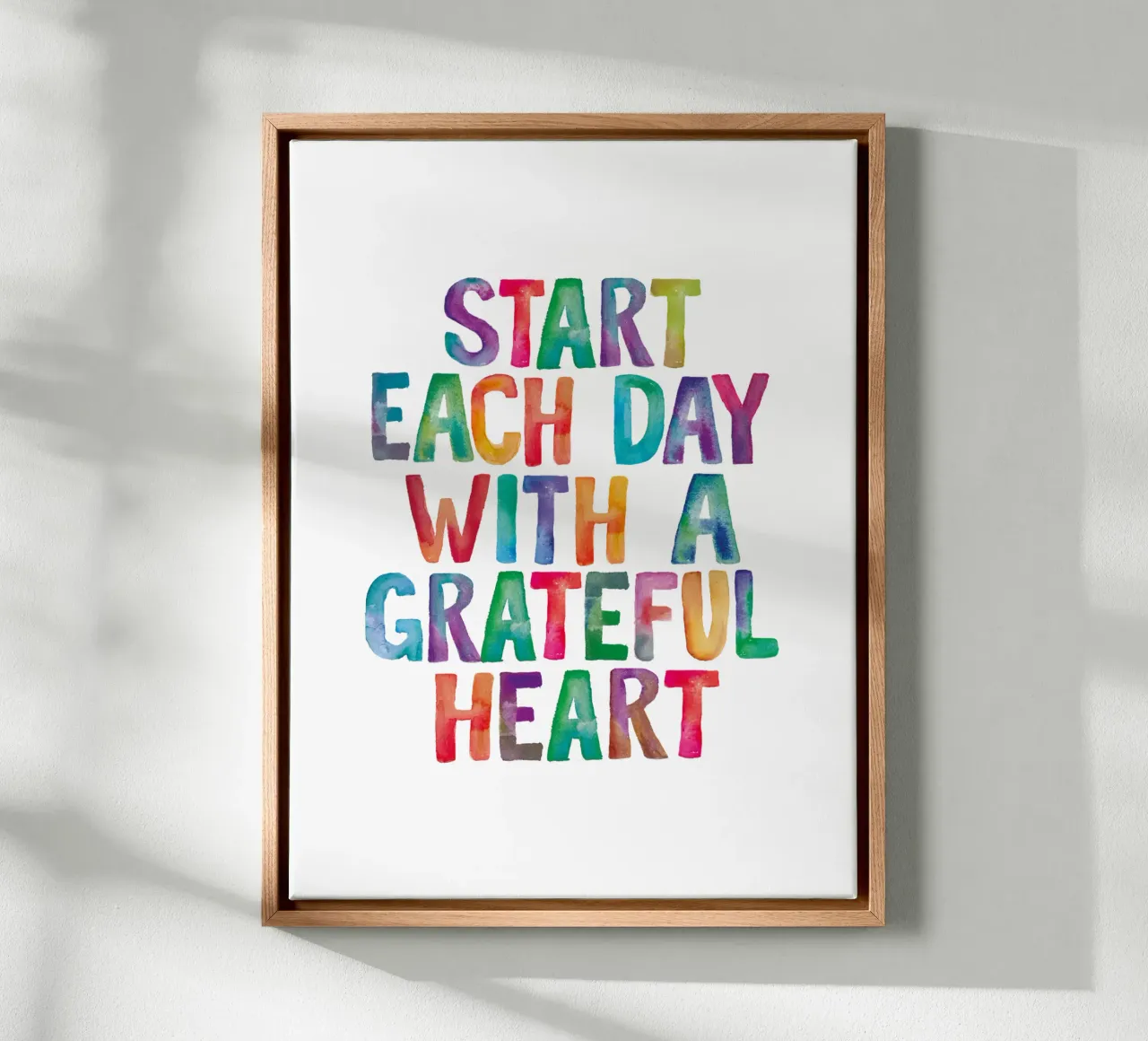 Start Each Day With a Grateful Heart Regenbogen Typografie canvas by THE MOTIVATED TYPE