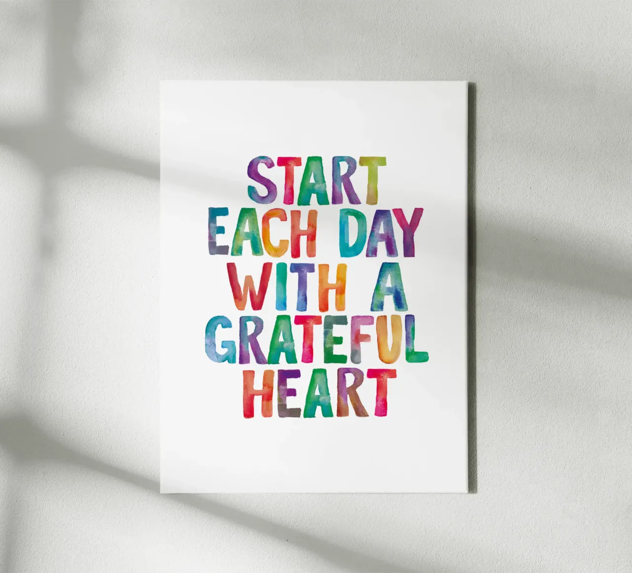 Start Each Day With a Grateful Heart Regenbogen Typografie canvas by THE MOTIVATED TYPE