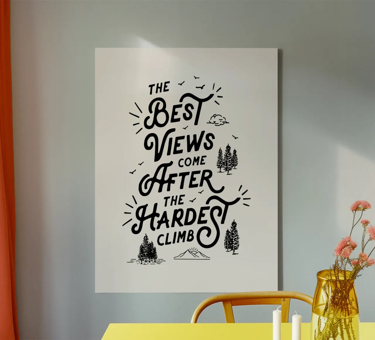 The Best Views Come After the Hardest Climb Typografie canvas with Floater frame by THE MOTIVATED TYPE