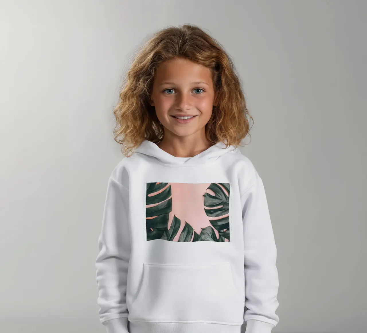 Foglie di Monstera - Design botanico minimalista felpa bambino con cappuccio da Whole©