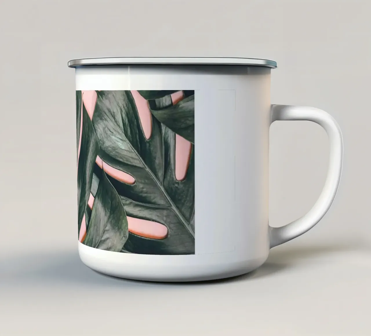 Foglie di Monstera - Design botanico minimalista tazza in smalto da Whole©