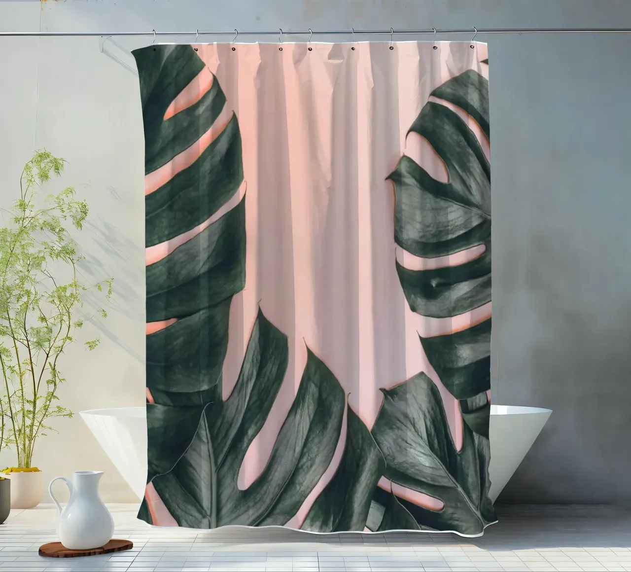Foglie di Monstera - Design botanico minimalista tenda da doccia da Whole©