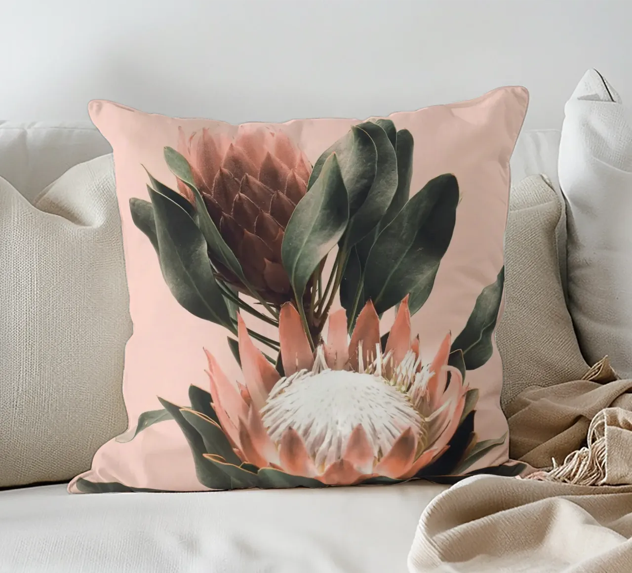 Fiori di protea - Foto design botanico cuscino da Whole©