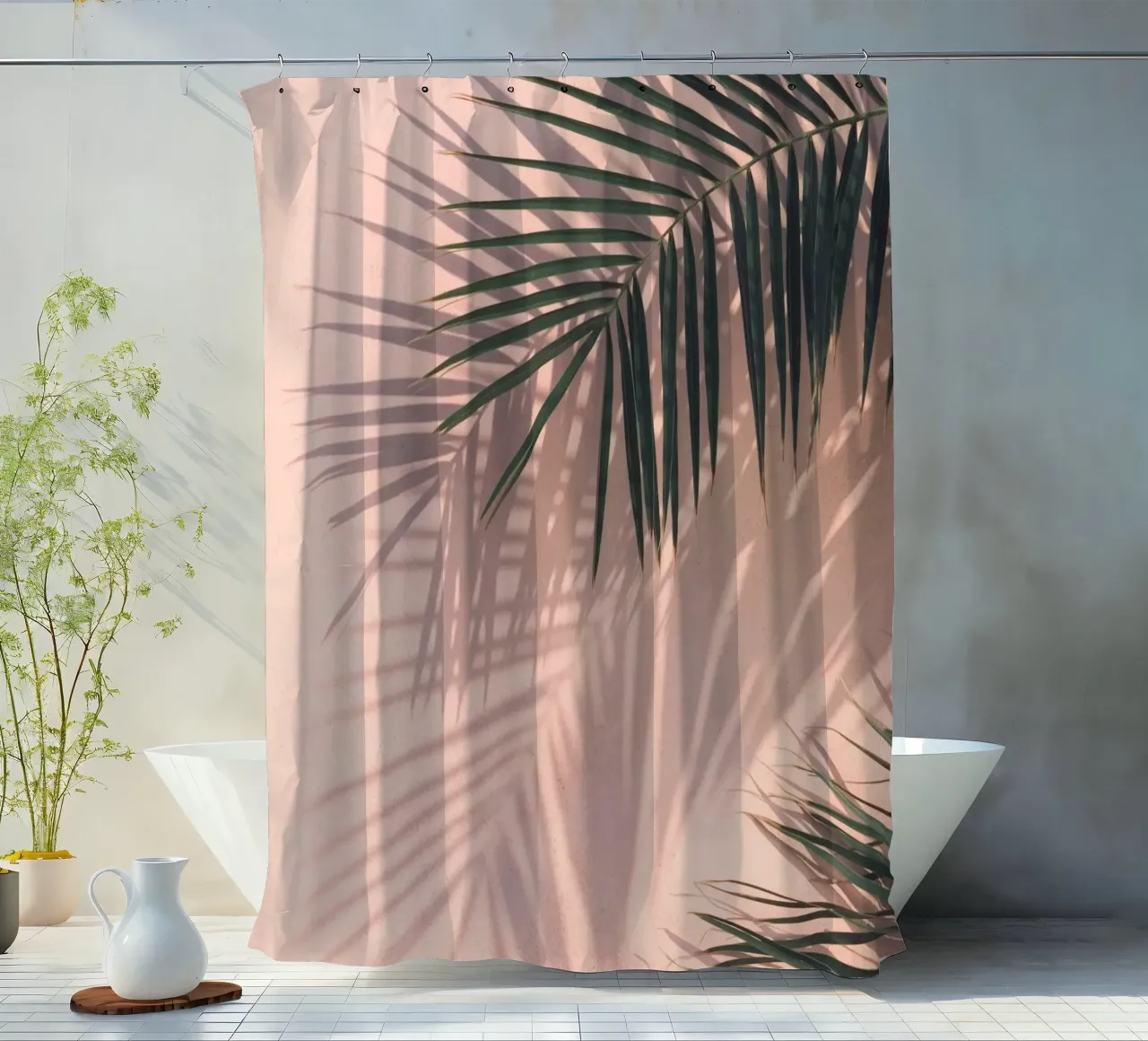 Palm Shadows - Design minimalista tropicale tenda da doccia da Whole©