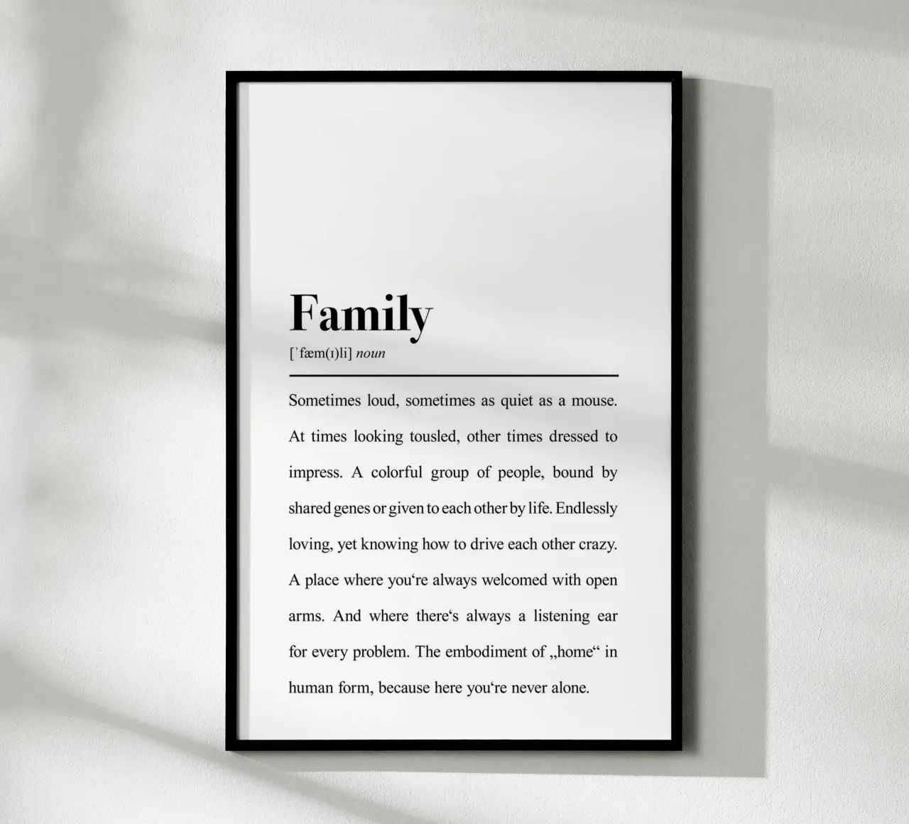 Family Definition poster with wooden frame by Pulse of Art