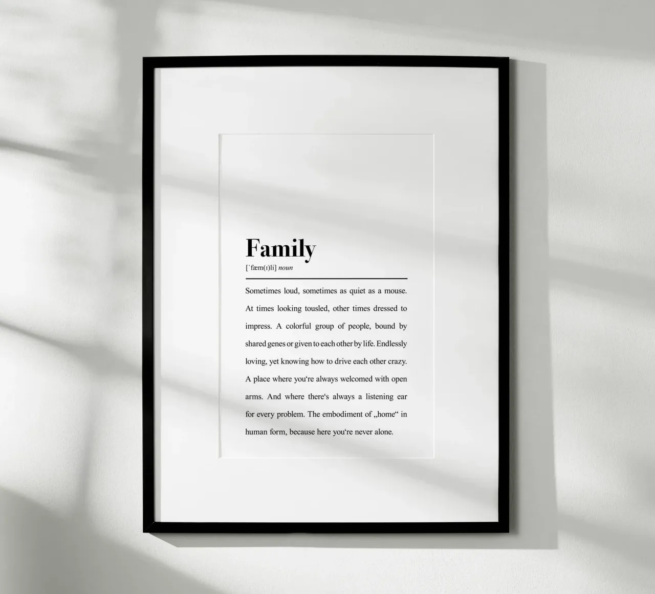 Family Definition poster with wooden frame by Pulse of Art