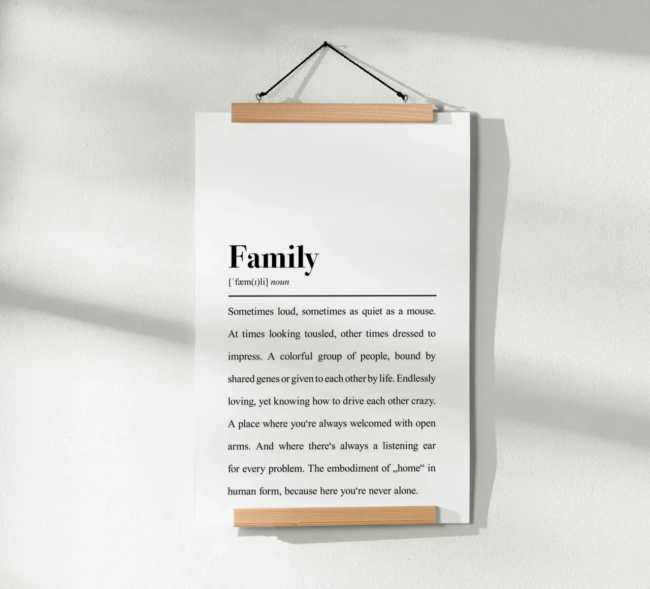 Family Definition poster with wooden frame by Pulse of Art