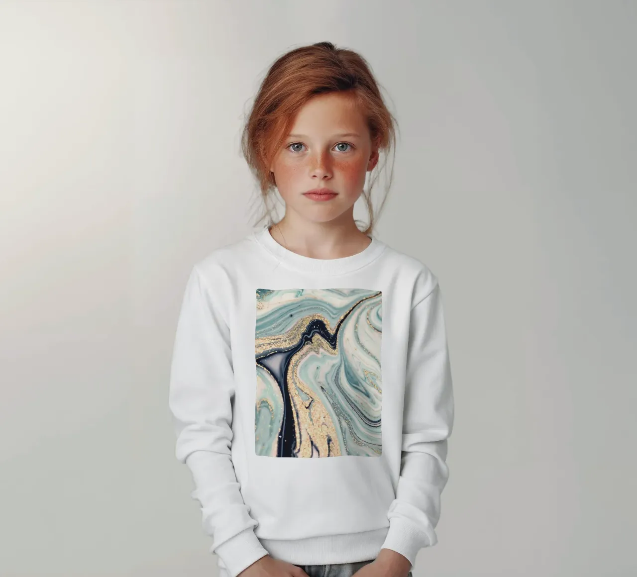 Marble gold - abstract art with elegance kids sweatshirt by Whole©