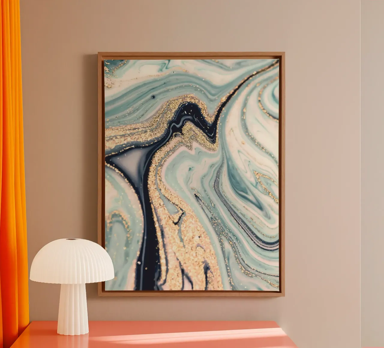 Marmer goud - abstracte kunst met elegantie canvas met Baklijst van Whole©