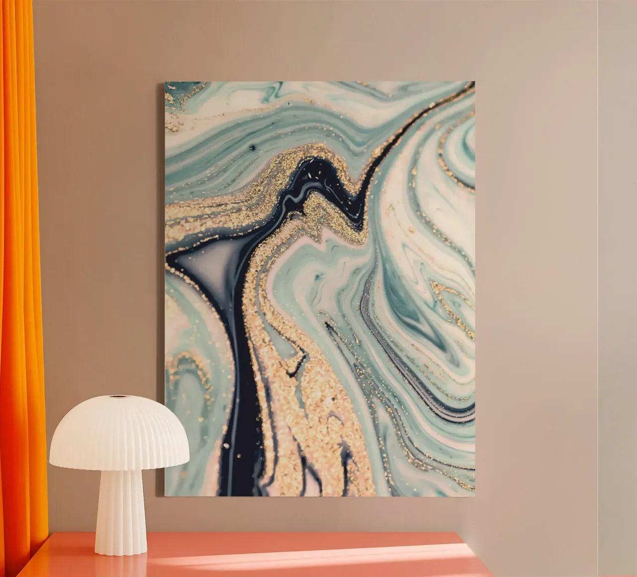 Marmer goud - abstracte kunst met elegantie canvas met Baklijst van Whole©