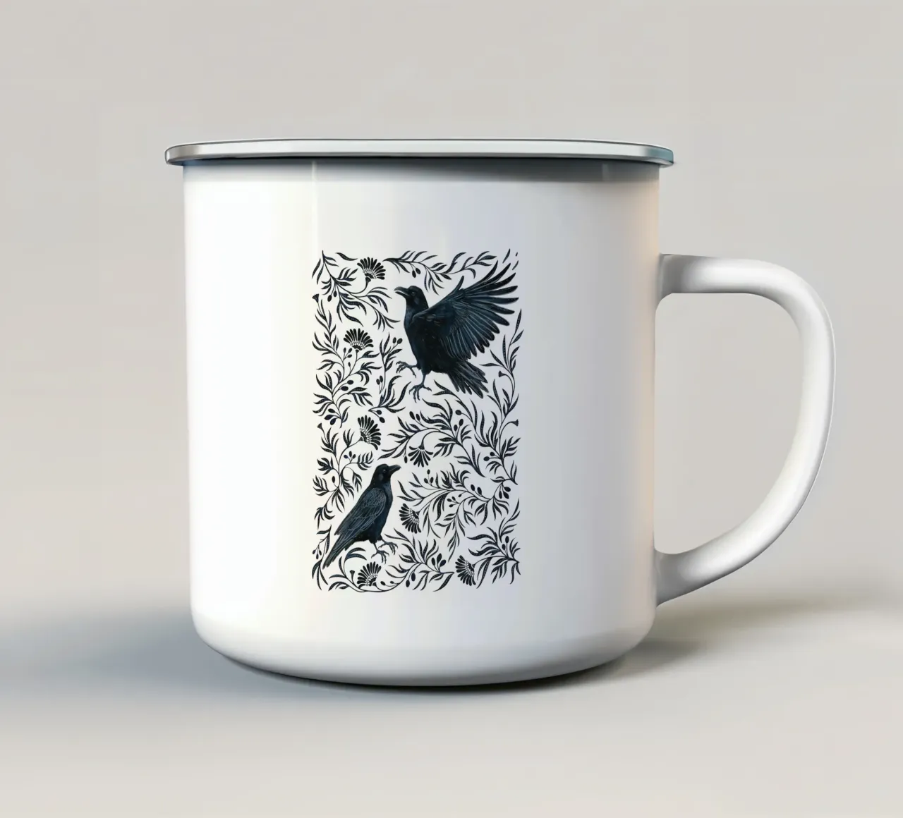 Rami di corvo tazza in smalto da Laura Graves