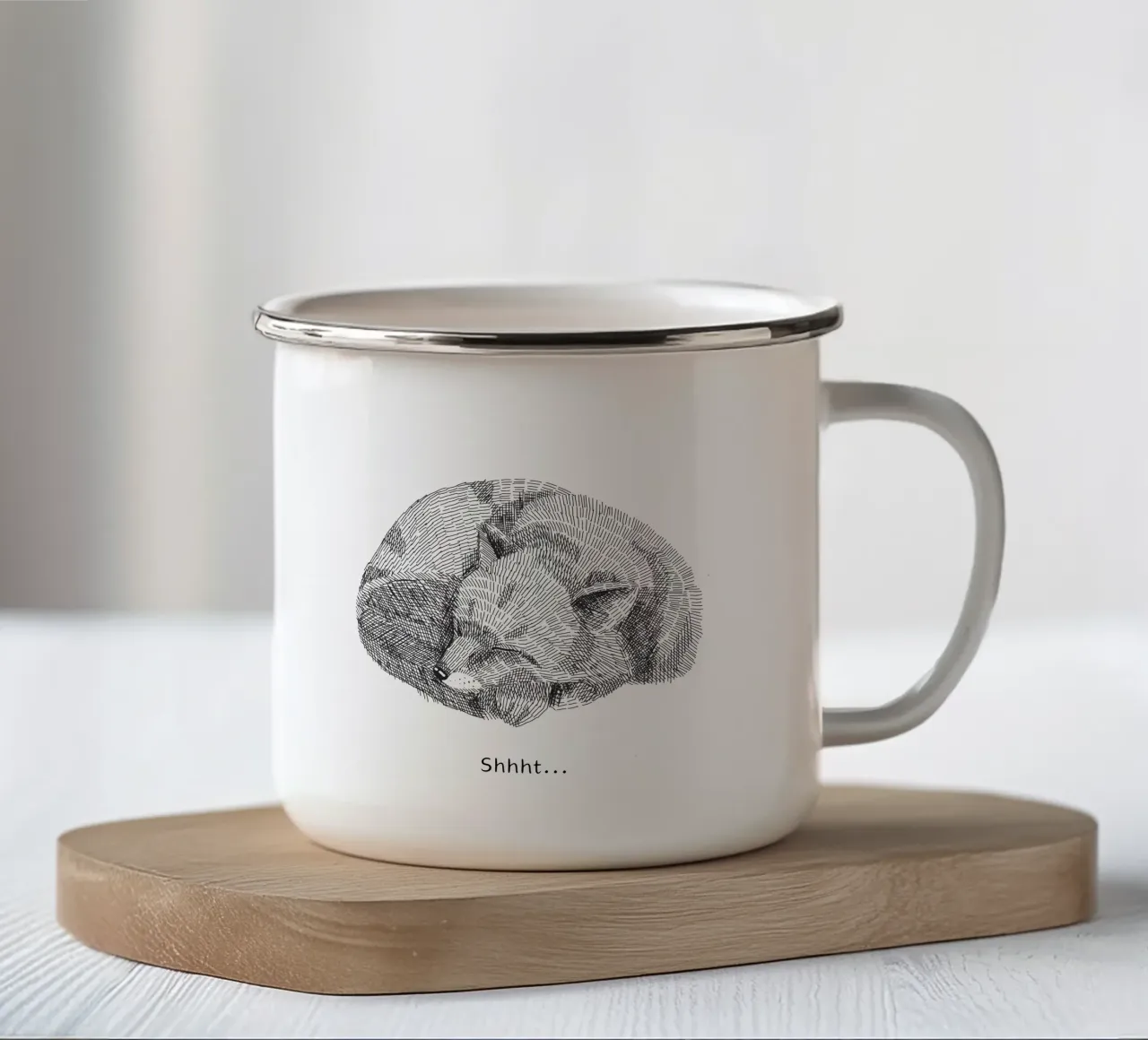 Schlafender Fuchs - Shhht! tazza in smalto da Ohkimiko