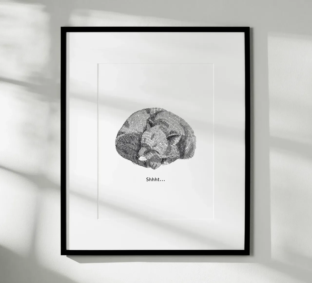 Schlafender Fuchs - Shhht! poster con telaio in alluminio da Ohkimiko