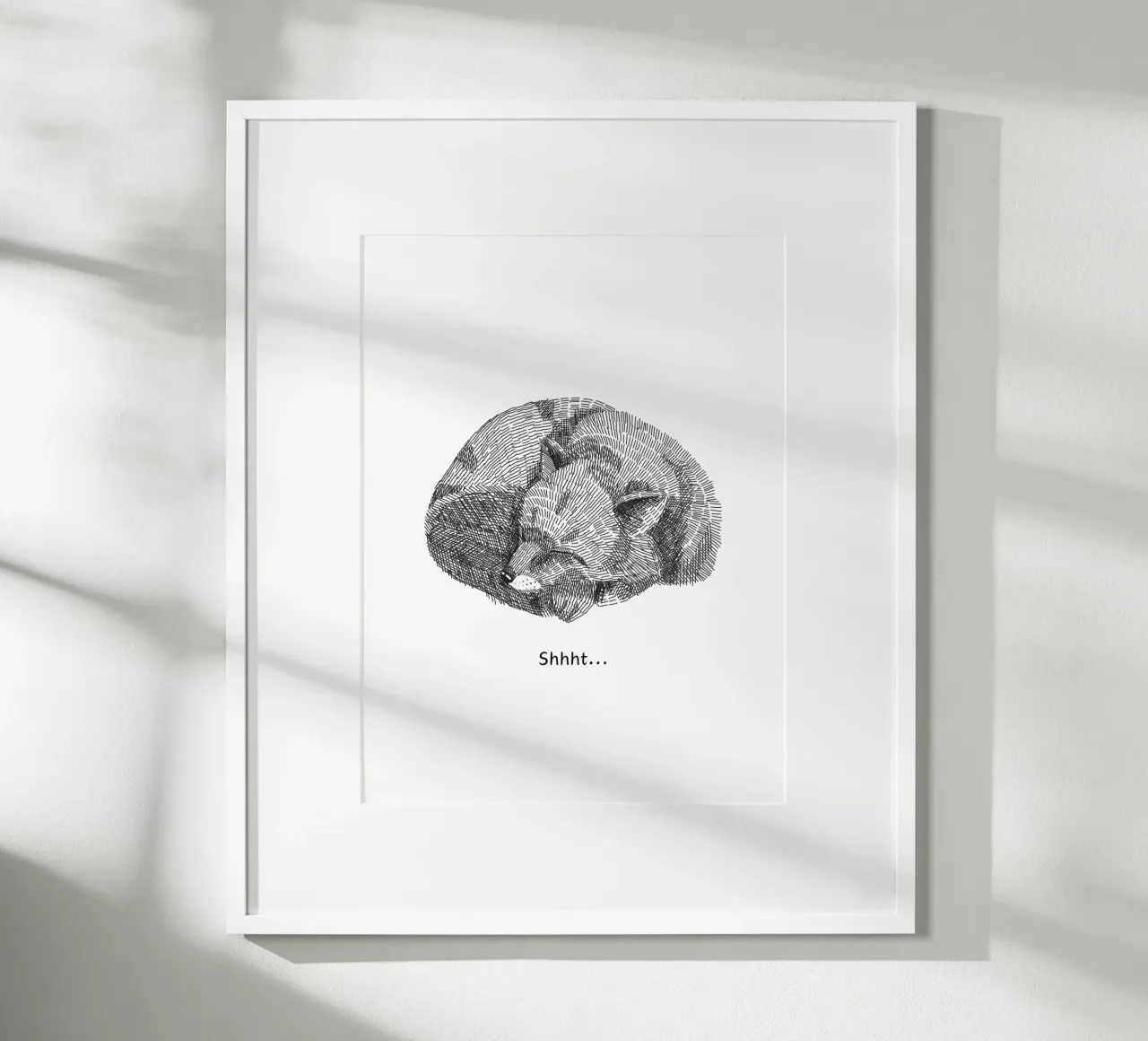 Schlafender Fuchs - Shhht! poster con telaio in alluminio da Ohkimiko