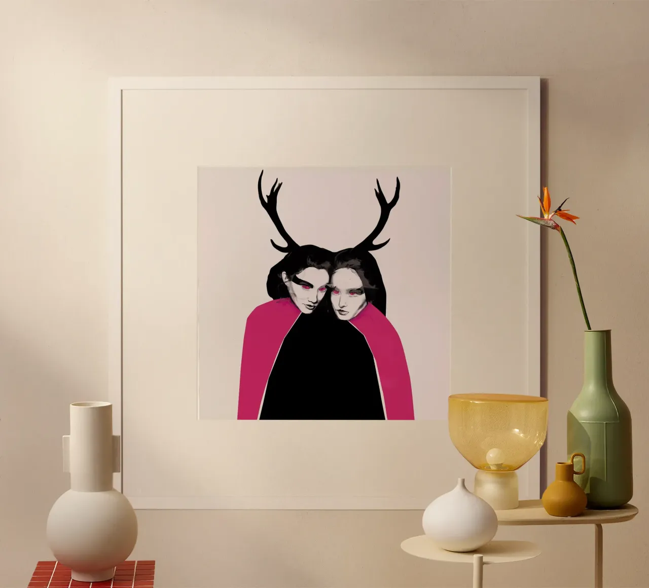 Horns poster con telaio in legno da Agnes KR Patience