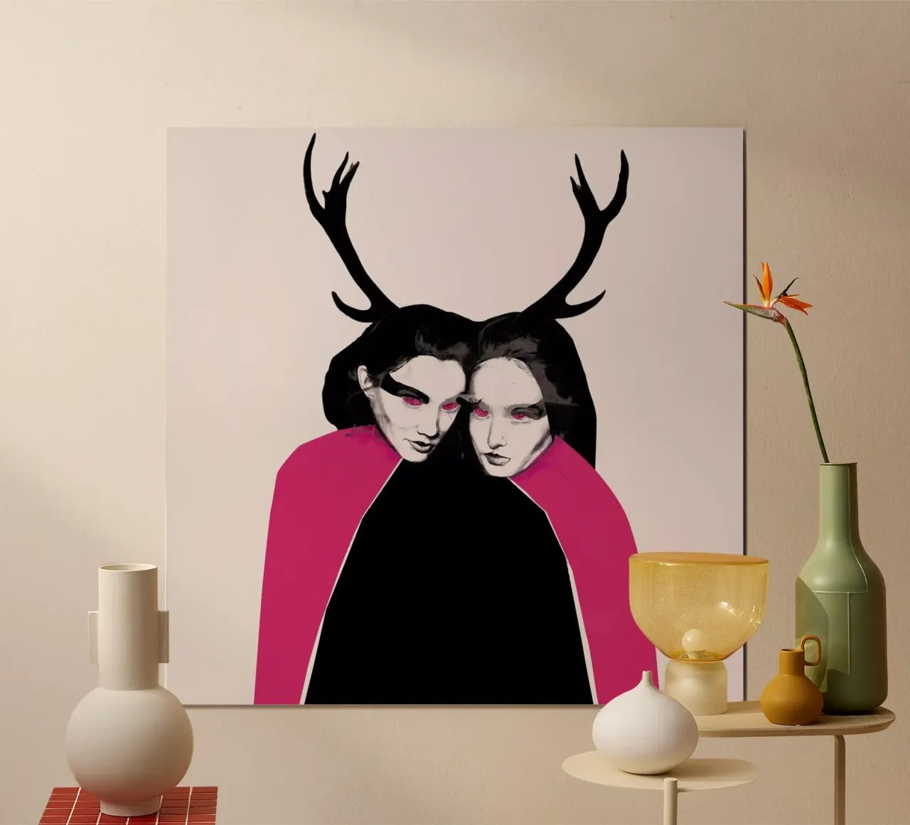 Horns poster con telaio in legno da Agnes KR Patience