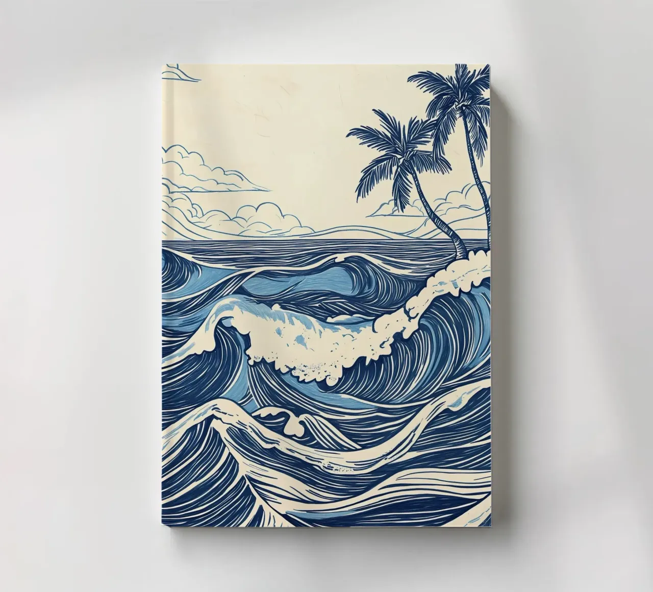 Vintage Ocean Waves with Palm Trees notebook by IamHomeStudio