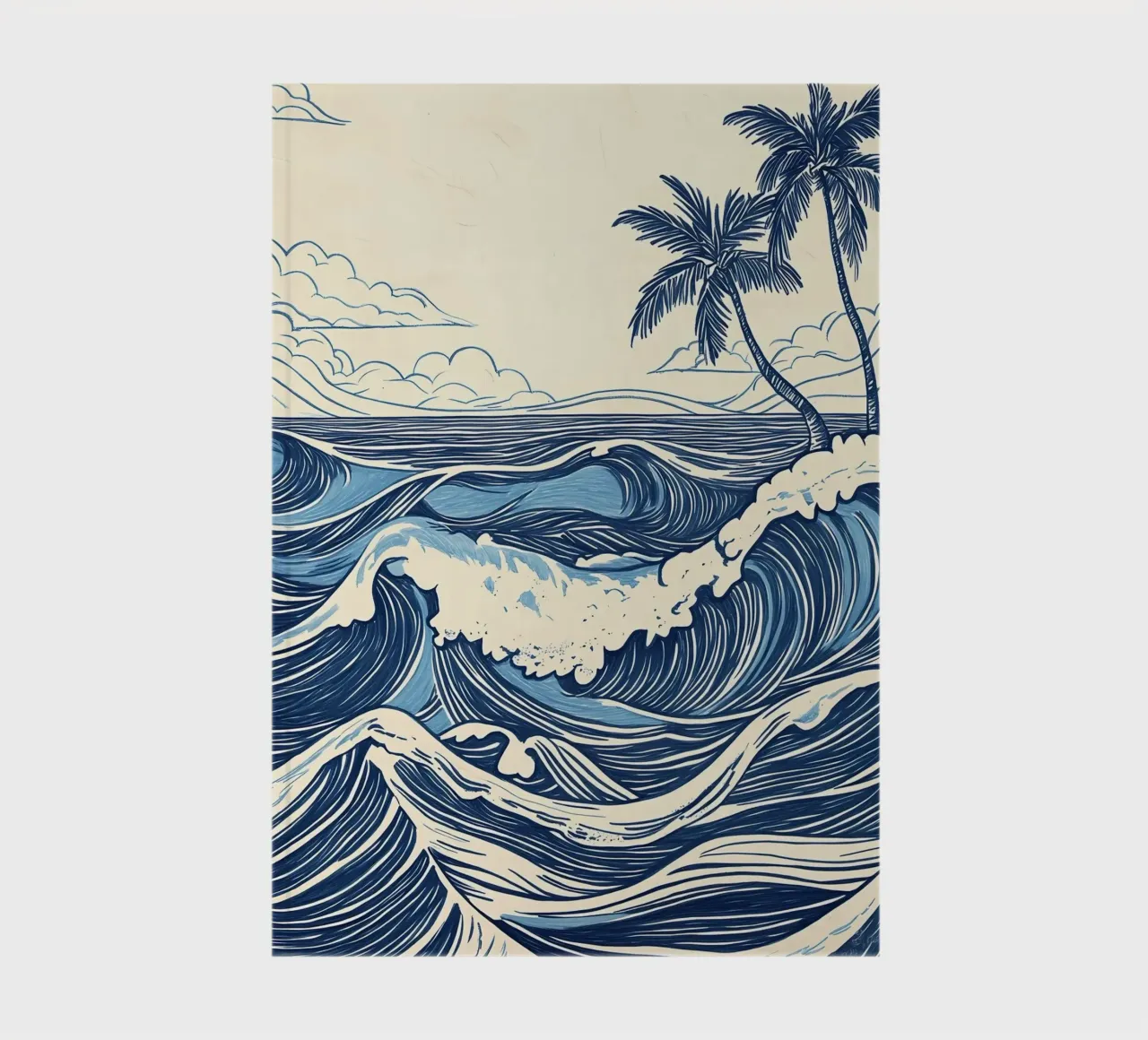 Vintage Ocean Waves with Palm Trees notebook by IamHomeStudio