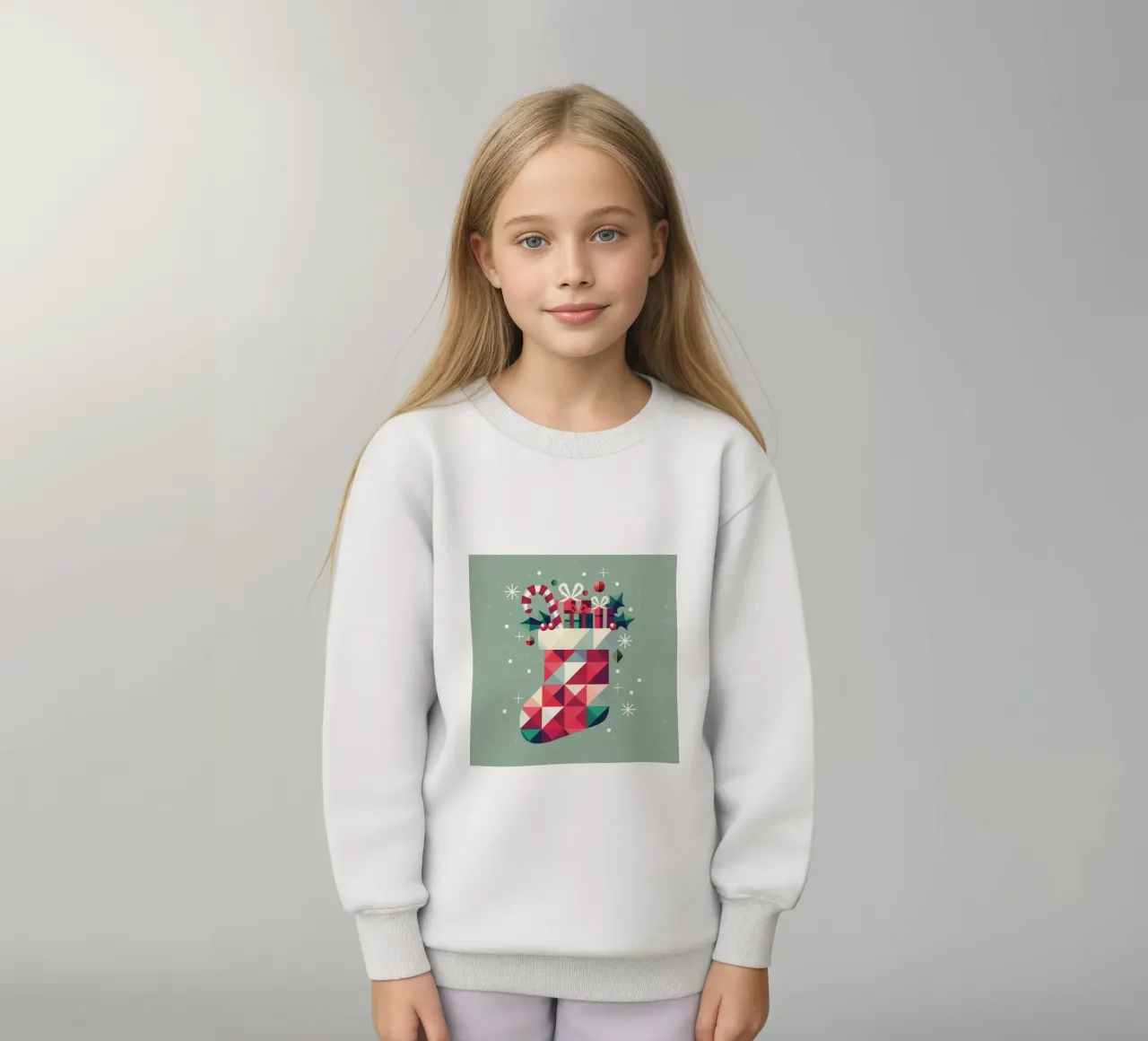 Colourful Christmas stocking full of presents - Festive joy kids sweatshirt by namosh