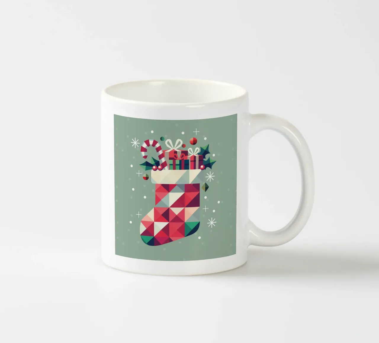 Calza di Natale colorata e piena di regali - Gioia festiva tazza in ceramica da namosh